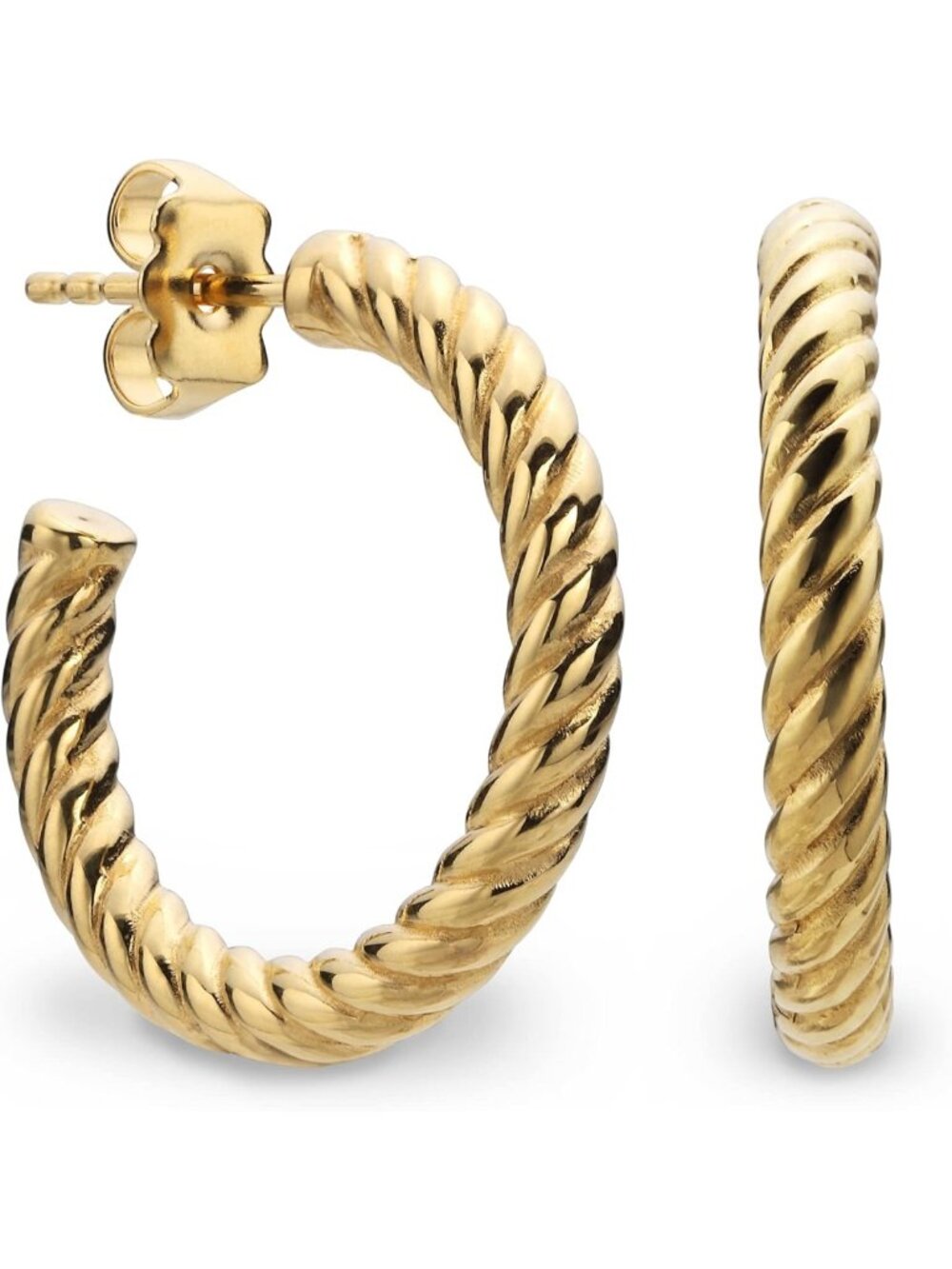 22K Gold-Plated Cable Hoop Earrings for Sensitive Ears - Classic & Stylish